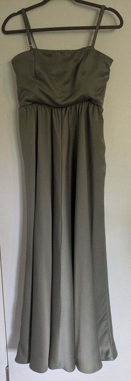 BHLDN - Elsie Straight Neck Satin A-Line Gown Size US 10 Anthropologie - Picture 5 of 11